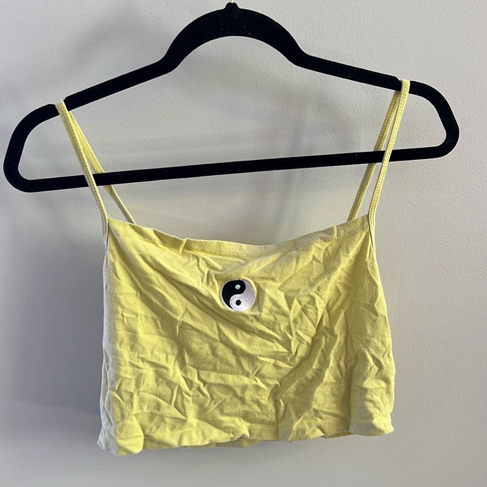 Yellow Cropped Ying Yang Tank